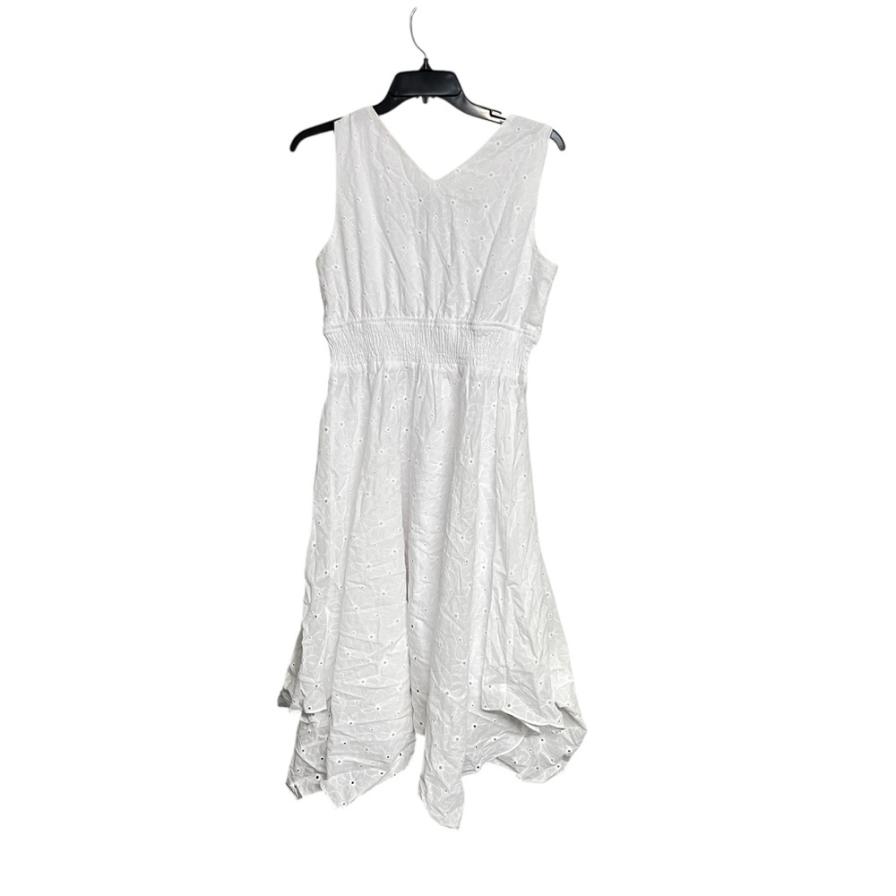 New Rabbit Rabbit Rabbit Eyelet Cutout Sleeveless Summer Dress in White - Picture 4 of 5